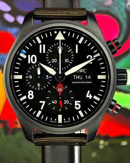 2020 IWC Schaffhausen Pilot Top Gun "SFTI" L.E. 44MM Black Dial Textile Strap (IW389104)