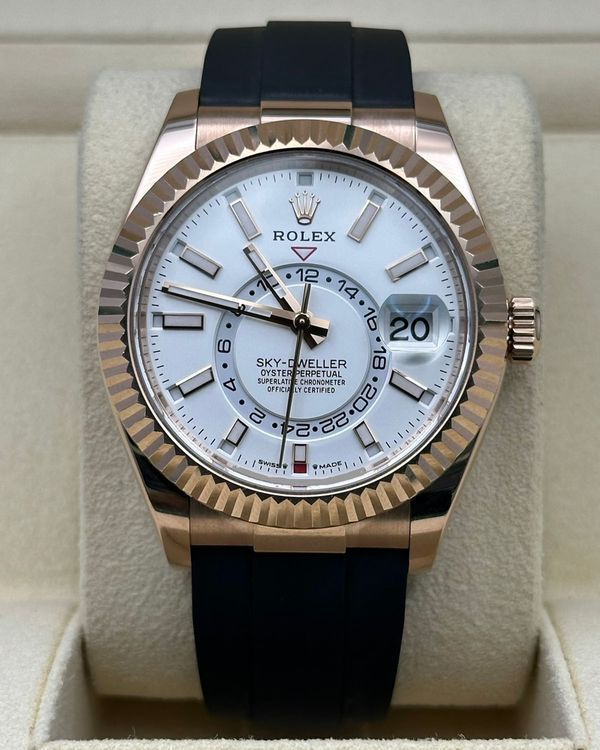 2023 Rolex Sky-Dweller 42MM White Dial Rubber Strap (336235)