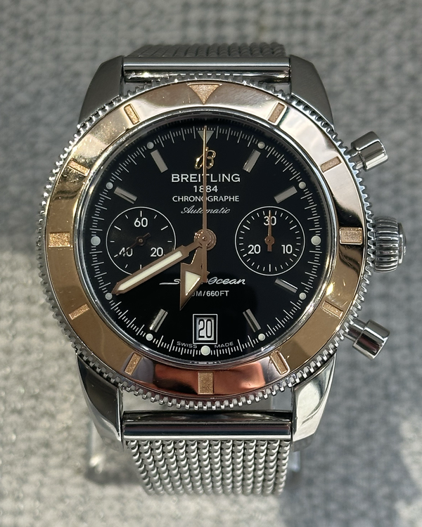 2012 Breitling Superocean Heritage Chronograph 44MM Black Dial Steel Bracelet (U23370)