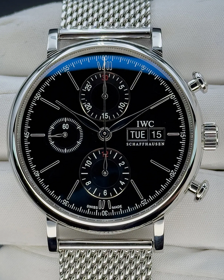 No Reserve - 2018 IWC Schaffhausen Portofino 42MM Black Dial Steel Bracelet  (IW391010)