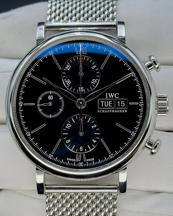 No Reserve - 2018 IWC Schaffhausen Portofino 42MM Black Dial Steel Bracelet  (IW391010)