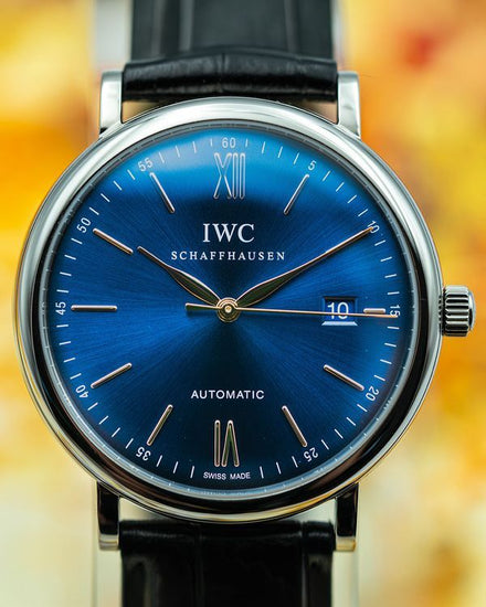 2021 IWC Schaffhausen Portofino 40MM Blue Dial Leather Strap (IW356523)