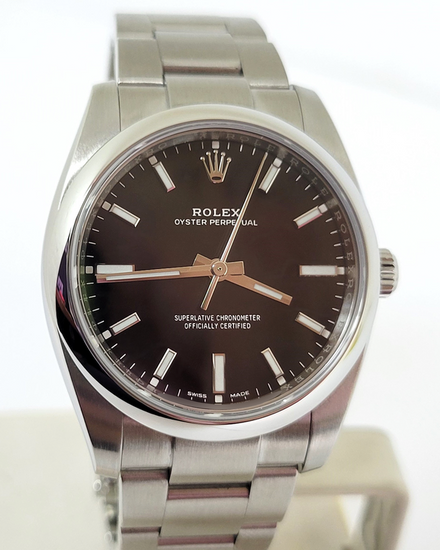 Rolex Oyster Perpetual 34MM Black Dial Oyster Bracelet (114200)