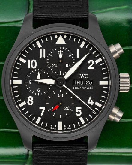 2021 IWC Schaffhausen Pilot Chronograph "Top Gun" 44.5MM Black Dial Textile Strap (IW389101)