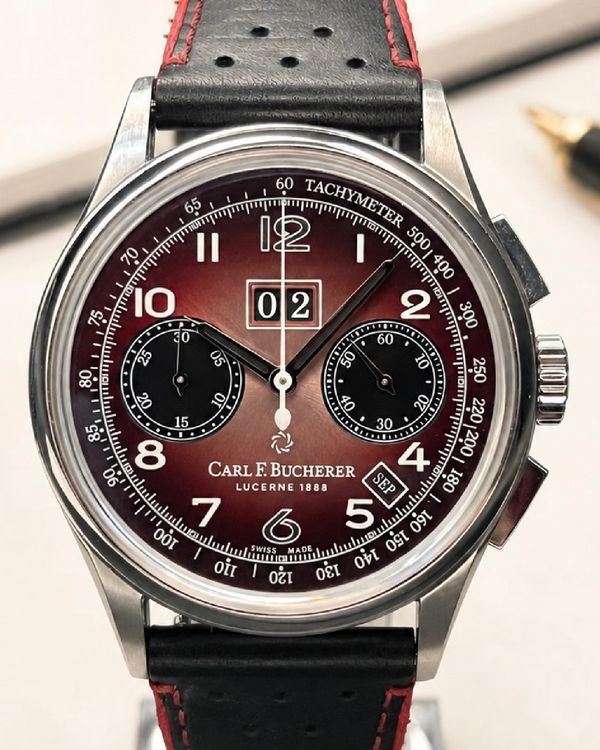 No Reserve - Carl F. Bucherer Heritage BiCompax Annual Hometown "Beijing" L.E. 41MM Red Dial Leather Strap (00.10803.08.92.88)