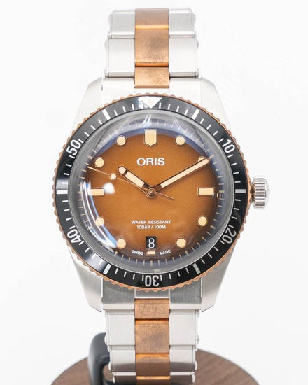Oris Divers 40MM Brown Dial Two-Tone Bracelet (01 733 7707 4356)