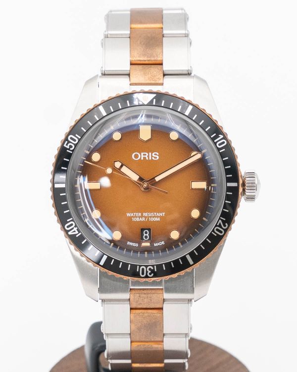 Oris Divers 40MM Brown Dial Two-Tone Bracelet (01 733 7707 4356)