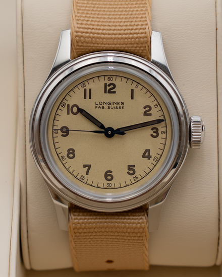2020 Longines Heritage Military Marine Nationale 38.5MM Beige Dial Textile Strap (L2.833.4.99.9)