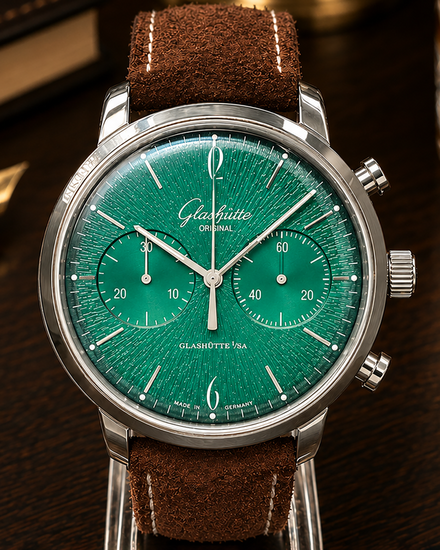 2023 Glashütte Original Sixties "Annual Edition" 42MM Green Dial Leather Strap (1-39-34-05-22-04)