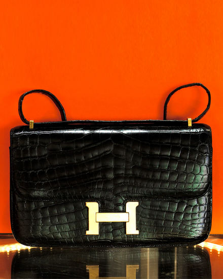 2013 Hermès Constance Elan25 Amethyst Nilo Croc 9.84 x 5.7 x 1.96IN Leather Paladium Hardware Leather Strap (25)