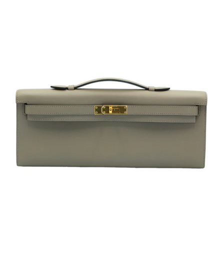 2017 Hermès Kelly Cut Clutch Bag 12.2 × 5.1 × 1.0 IN Gris Asphalt Swift Leather Gold-Tone Hardware Clutch (Kelly Cut)