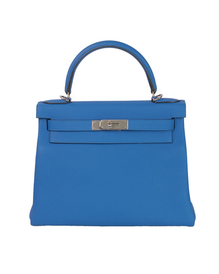 2018 Hermès Kelly 28 Bleu Electric Togo Leather with Palladium Hardware (Kelly)