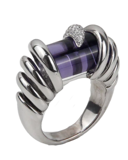 De Grisogono Accessories 18K White Gold Amethyst Diamond Ring Size 6.75 (Ring)