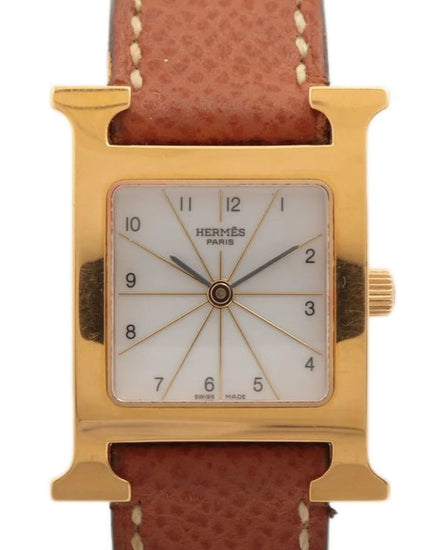 Hermès Heure H 21MM Quartz White Dial Leather Strap (HH1.201)