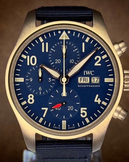 No Reserve - 2025 IWC Schaffhausen Pilot Chronograph 41MM Blue Dial Textile Strap (IW388109)
