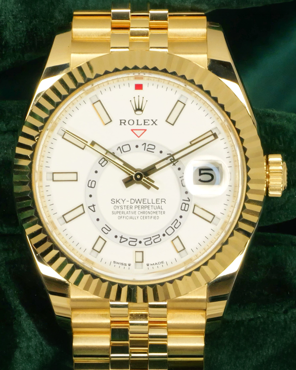 Rolex Sky-Dweller 42MM White Dial Yellow Gold Oyster Bracelet (336938)