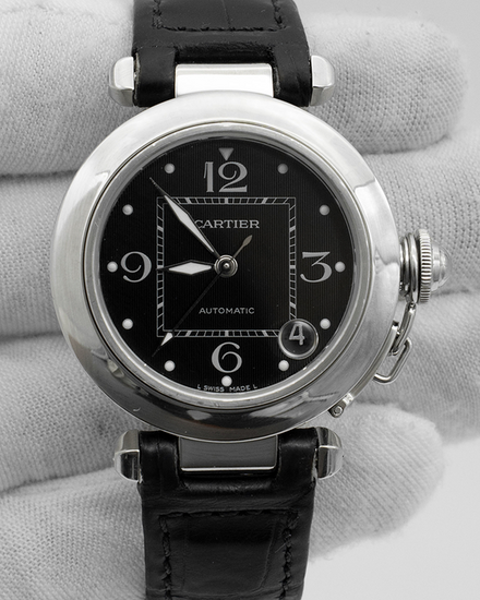 Cartier Pasha De Cartier 35MM Black Dial Leather Strap (2324)