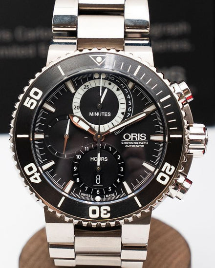 Oris Aquis Carlos Coste Chronograph "Cenote Series" L.E. 47MM Black Dial Steel Bracelet (674 7655 71 84)