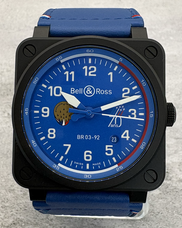2023 Bell & Ross BR 03 "Patrouille De France 70th Anniversary" L.E. 42MM Blue Dial Leather Strap (BR0392-PAF7-CE/SCA)