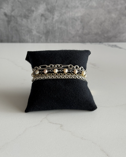 No Reserve - David Yurman Bracelet Silved and Gold Bracelet 7IN 18K Yellow Gold .925 Silver (Bracelet)