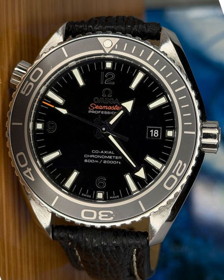 2014 Omega Seamaster Planet Ocean 600M 45.5MM Black Dial Aftermarket Leather Strap (232.30.46.21.01.001)