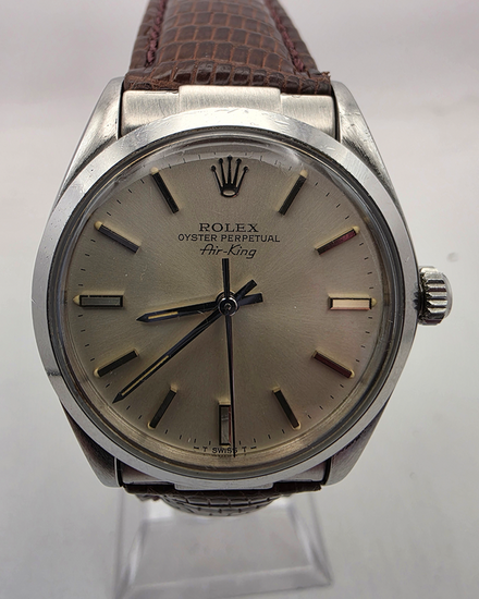1981 Rolex Air-King 34MM Silver Dial Aftermarket Leather Strap (5500)