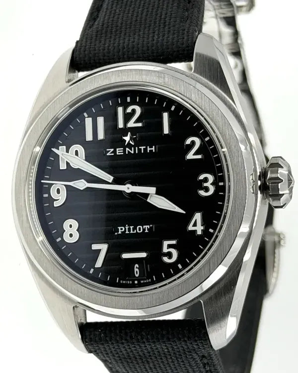2024 Zenith Pilot 40MM Black Dial Textile Strap (03.4000.3620/21.I001)
