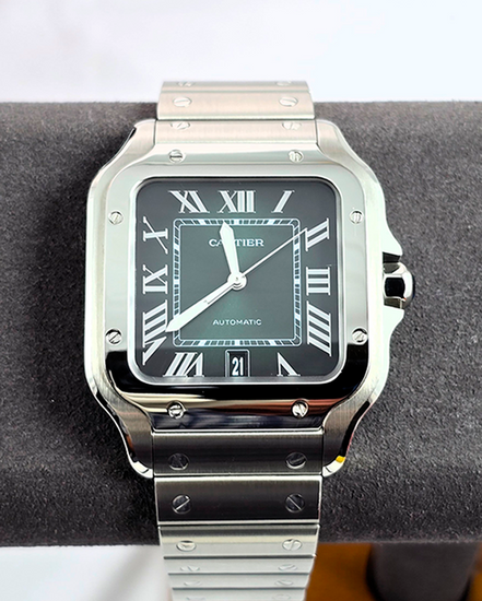 No Reserve - 2024 Cartier Santos De Cartier 39.8MM Green Dial Steel Bracelet (WSSA0062)