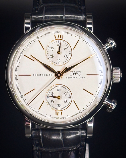 2022 IWC Schaffhausen Portofino Chronograph 39MM White Dial Leather Strap (IW391406)