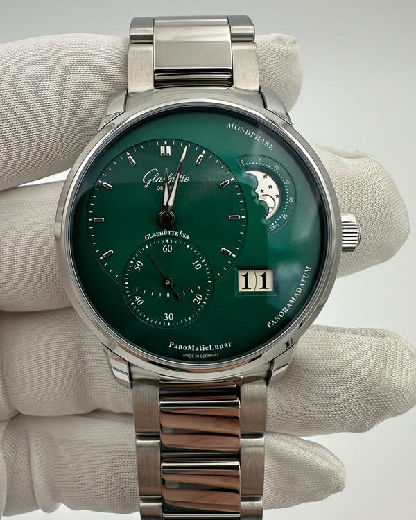 2026 Glashütte Original PanoMaticLunar 40MM Green Dial Steel Bracelet (1-90-02-13-32-70)