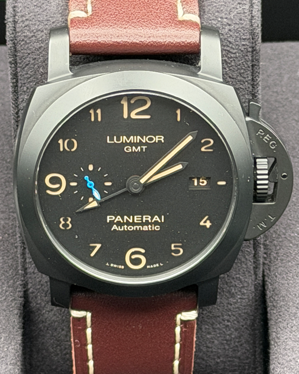 2019 Panerai Luminor 1950 3 Days GMT 44MM Black Dial Leather Strap (PAM01441)
