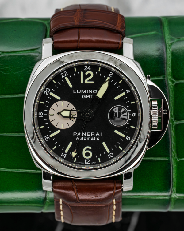 2010 Panerai Luminor GMT 44MM Black Dial Leather Strap (PAM00088)