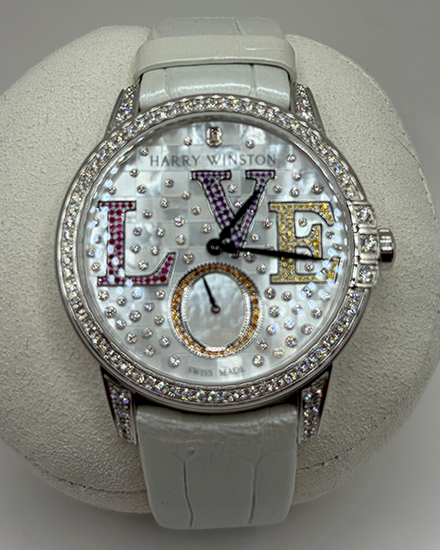 Harry Winston Midnight Winston With Love L.E. 36MM Mother of Pearl Dial Leather Strap (MIDASS36WW007)