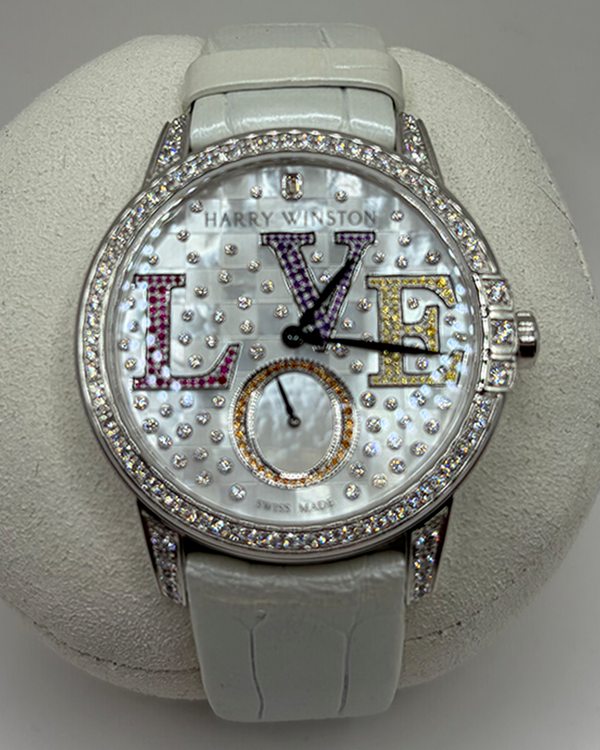 Harry Winston Midnight Winston With Love L.E. 36MM Mother of Pearl Dial Leather Strap (MIDASS36WW007)