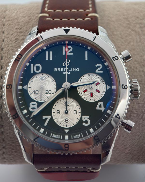 Breitling Classic AVI Chronograph "Curtiss Warhawk" 42MM Blue Dial Leather Strap (A233802A1L1X1)