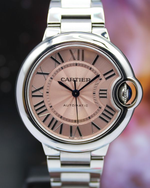 2021 Cartier Ballon Bleu 33MM Pink Dial Steel Bracelet (WSBB0046)