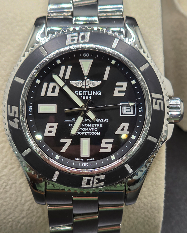 2011 Breitling Superocean 42MM Black Dial Steel Bracelet (A17364)