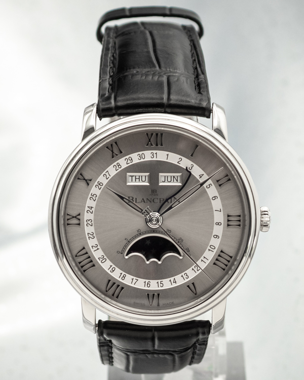 No Reserve -  2024 Blancpain Villeret Quantième Complet 40MM Silver Dial Leather Strap (6654-1113-55B)