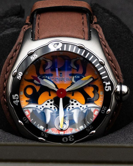 2004 Corum Bubble Dive Bomber L.E. 45MM Orange "Tiger" Dial Leather Strap (82.180.20)