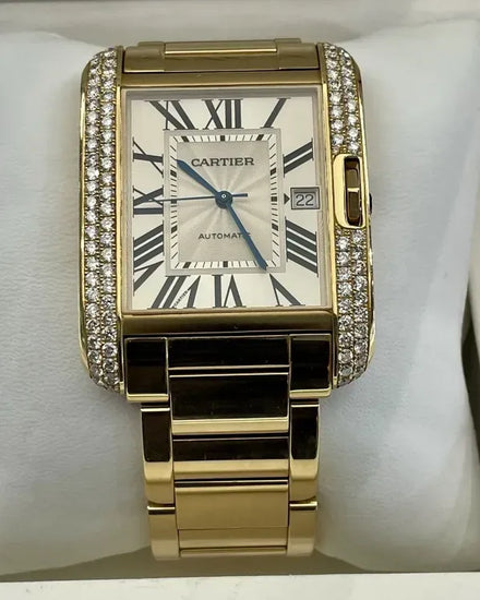 Cartier Tank Anglaise 47MM Silver Dial Yellow Gold Bracelet (W5310018)