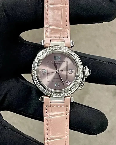 Cartier Pasha De Cartier 35MM Pink Dial Leather Strap (W3108199)