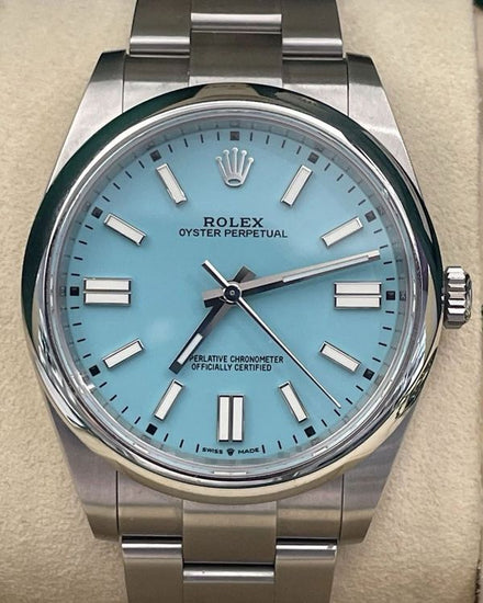 2022 Rolex Oyster Perpetual 41MM Aftermarket "Tiffany" Turquoise Dial Oyster Bracelet (124300)
