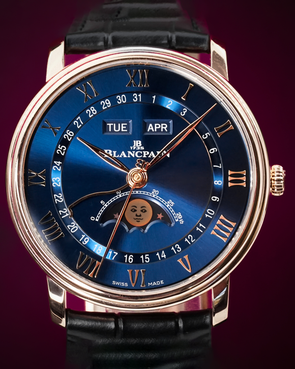 2024 Blancpain Villeret Quantième Complet 40MM Blue Dial Leather Strap (6654-3640-55B)