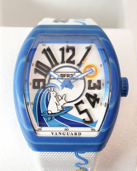 2025 Franck Muller Vanguard Beach #FR2 “Fxxking Rabbits" L.E. 41MM White Dial Textile Strap (V41 SC DT BEACH GF BU BL BC)