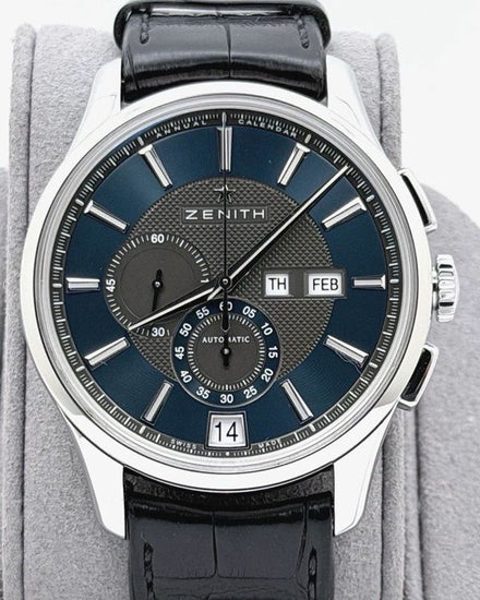 Zenith El Primero Annual Calendar "Captain Winsor" 42MM Blue Dial Leather Strap (03.2070.4054)