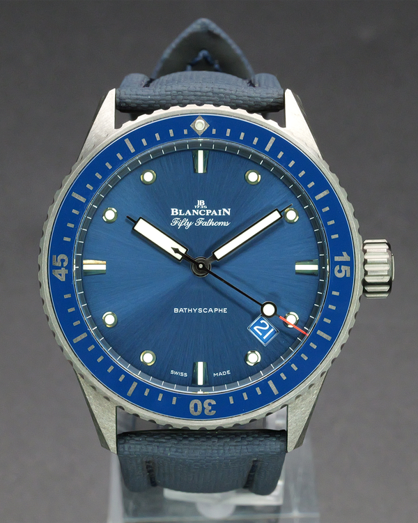 2022 Blancpain Fifty Fathoms Bathyscaphe 43.6MM Blue Dial Textile Strap (5000-0240-O52A)