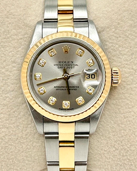 2001 Rolex Lady-Datejust 26MM Grey "Serti" Dial Two-Tone Oyster Bracelet (79173)