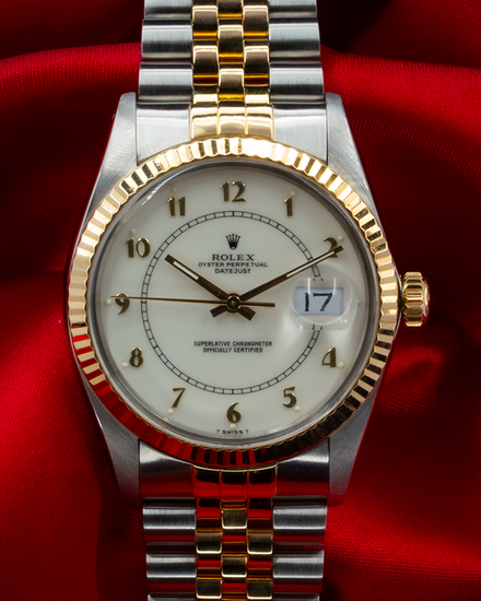 No Reserve - Rolex Datejust 36MM White Dial Two-Tone Jubilee Bracelet (16013)