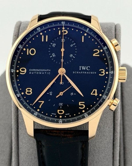IWC Schaffhausen Portugieser Chronograph 41MM Black Dial Leather Strap (IW371415)
