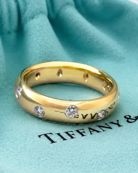 Tiffany Accessories Etoile Yellow Gold Diamond Band Ring 4.5MM Size 4.25 (Ring)